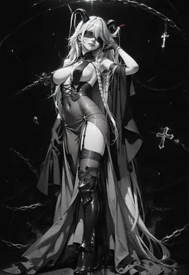 Blindfolded Succubus in Dark Gothic Attire