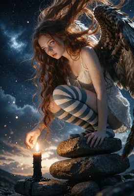 Fallen Angel Lighting a Candle
