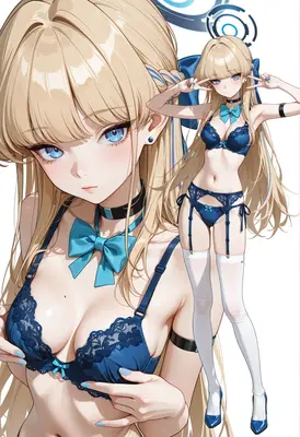 Blonde Angel in Blue Lingerie