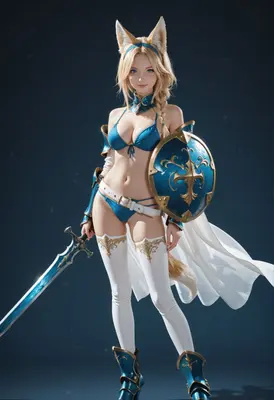 Fox Warrior in Blue Armor