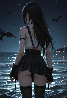 Midnight Beach Stroll with Bats