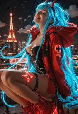 Neon Night in Paris with Demon