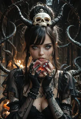Gothic Succubus Holding A Glowing Heart