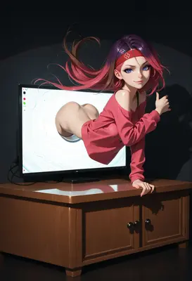 Digital Portal Girl Emerging From Screen