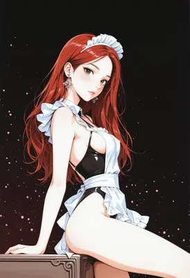 Elegant Redhead in Maid Attire
