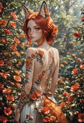 Fox Spirit Among The Roses