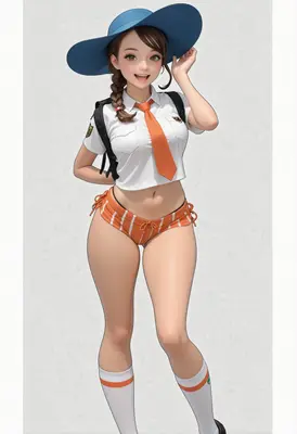 Cheerful Summer Schoolgirl with Sun Hat