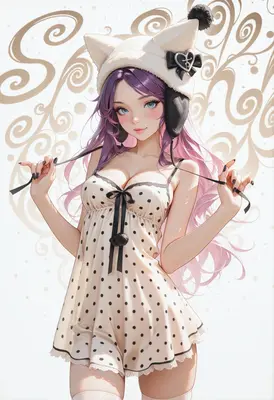 Cute Girl in Polka Dot Pajamas