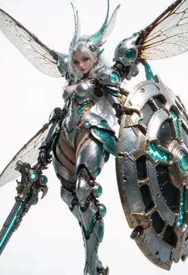 Cyborg Insectoid Warrior with Energy Shield