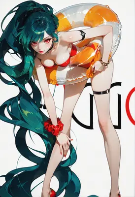 Teal Haired Beauty with Swim Ring