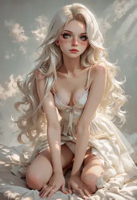 Ethereal Blonde in Soft Clouds
