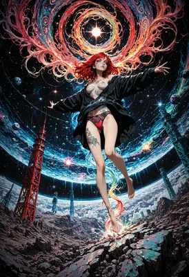 Celestial Being Floating Above Alien World
