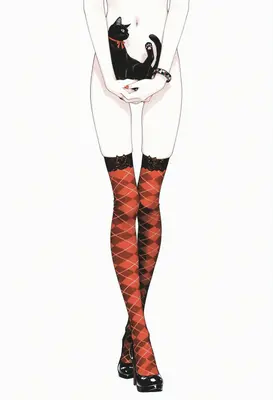 Black Cat Covering Nude Figure