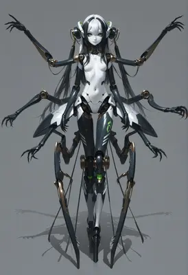 Cybernetic Spider Android Girl