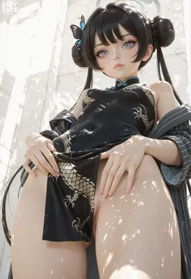 Butterfly Girl in Traditional Dragon Cheongsam