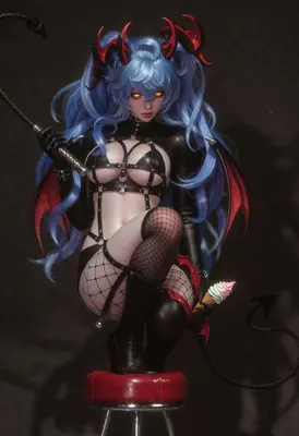 Blue Haired Demon with Sweet Treat