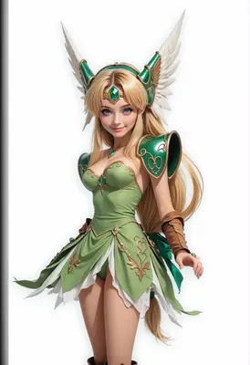 Elegant Elven Warrior in Green Armor