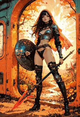 Autumn Warrior Princess in Spooky Armor