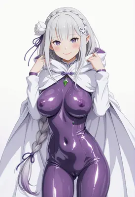 Emilia in a Purple Latex Bodysuit
