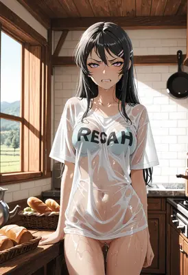 Soaked Anime Girl in the Kitchen