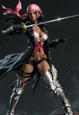 Fierce Pirate Captain with Glowing Blade