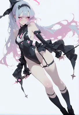 Gothic Magical Girl in Black Bodysuit