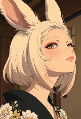 Elegant Bunny Girl in Traditional Kimono