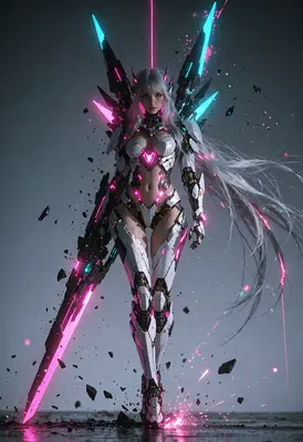 Cybernetic Warrior with Glowing Blade