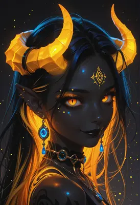 Glowing Demon Maiden Portrait