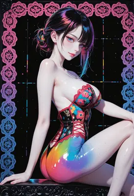 Vibrant Floral Corset Anime Beauty