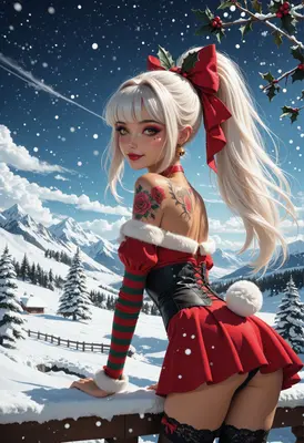Festive Holiday Bunny in the Snow