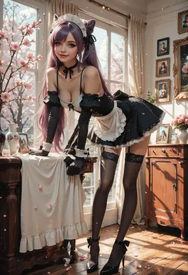 Springtime Maid in Sunlit Room
