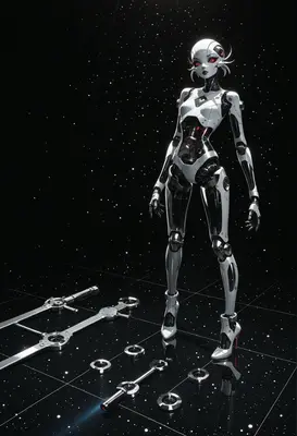 Sleek Android in a Starry Void