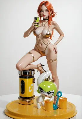 Ginger Haired Beauty in Gold Bikini