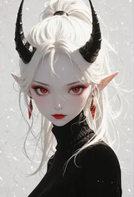 Ethereal White Haired Demon Maiden