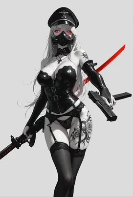 Tactical Gothic Warrior in Black Lingerie