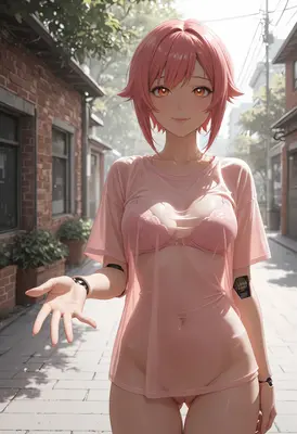 Pink Haired Android Offering Hand