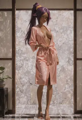 Serene Beauty in Pink Robe