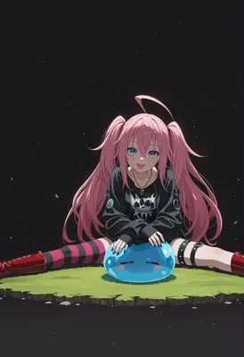 Pink Haired Girl Resting On Slime