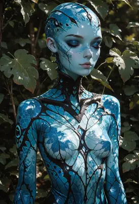 Ethereal Blue Alien in Nature