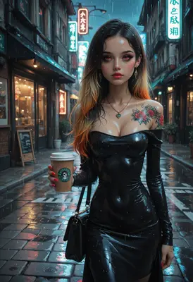 Rainy Night Neon City Stroll