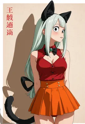 Cat Girl with Long Pale Hair