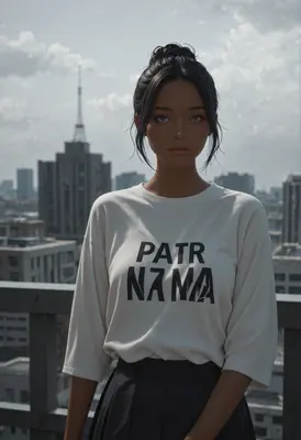 Urban Rooftop Portrait with City Skyline