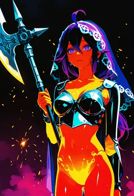 Warrior Maiden with Glowing Battle Axe