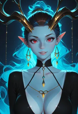 Ethereal Blue Horned Forest Spirit