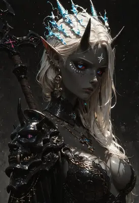 Dark Elf Warrior with Demonic Armor