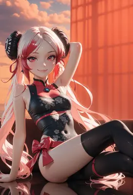 Anime Girl in Floral Bodysuit