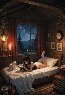 Cozy Night Reading With My Cat