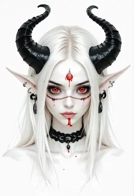 Ethereal Demon Queen with Crimson Stains