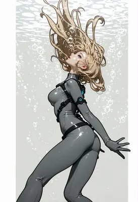 Serene Diver in Deep Waters